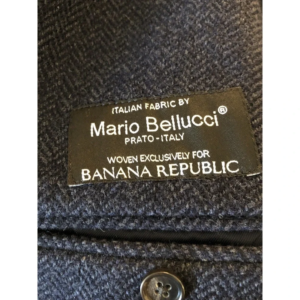 Banana Republic Blazer 40S Blue Wool Tweed Suit Coat Jacket Mario Bellucci Italy